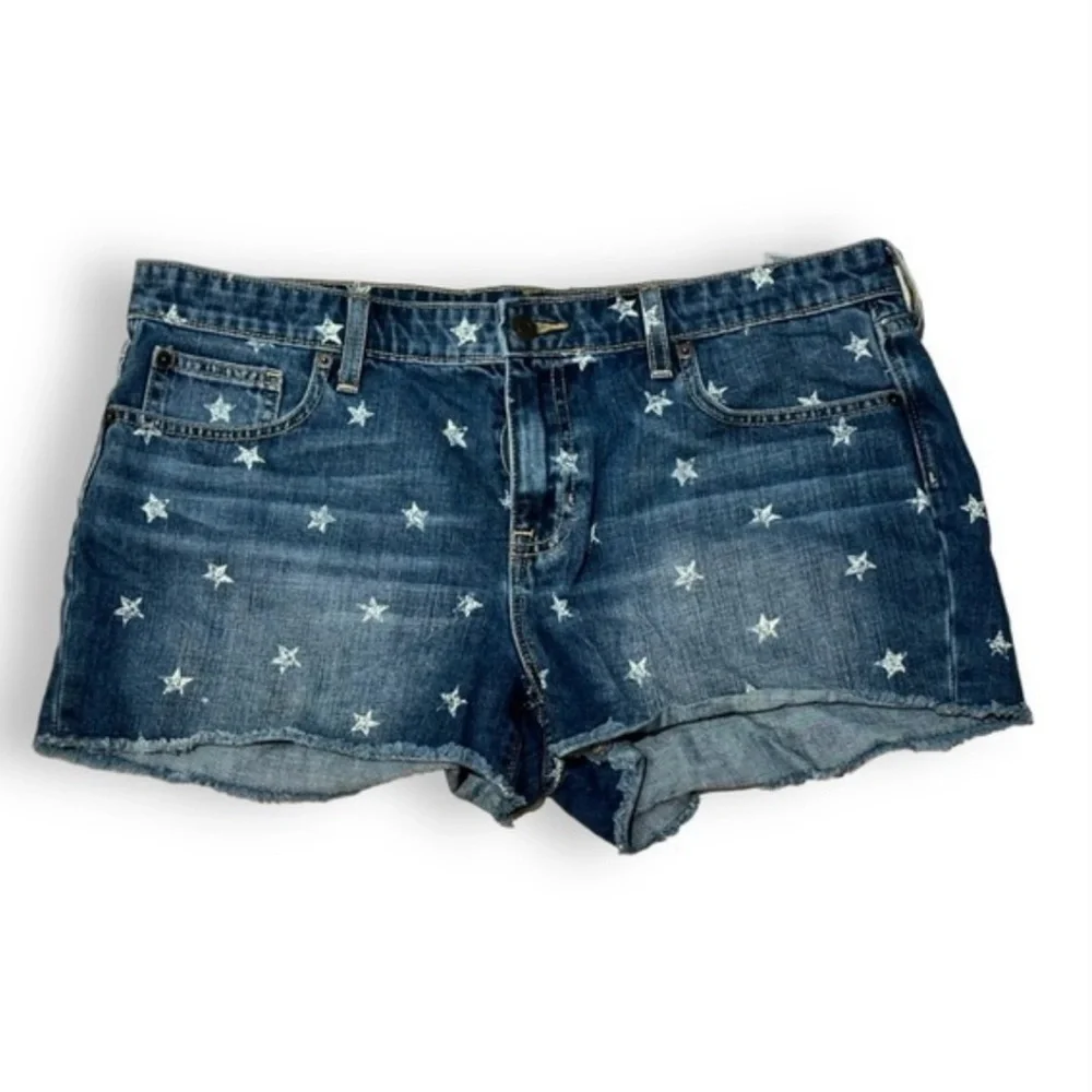 90's GAP Star Print Boyfriend Jean Shorts Faded‎ Trushed Distressed Grunge Goth